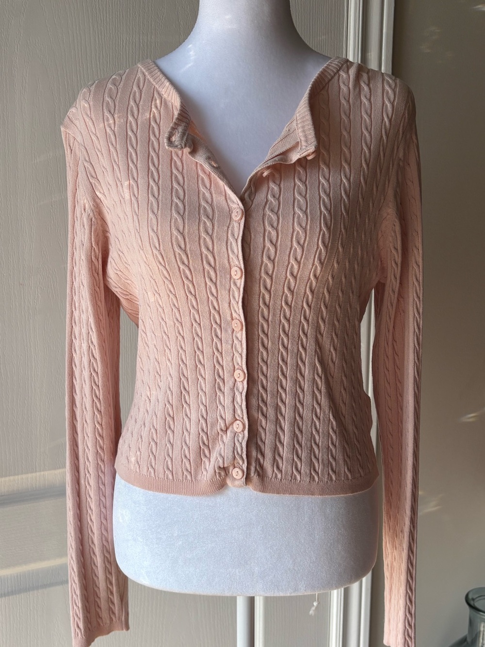 H&M Pink Cable Knit Cardigan